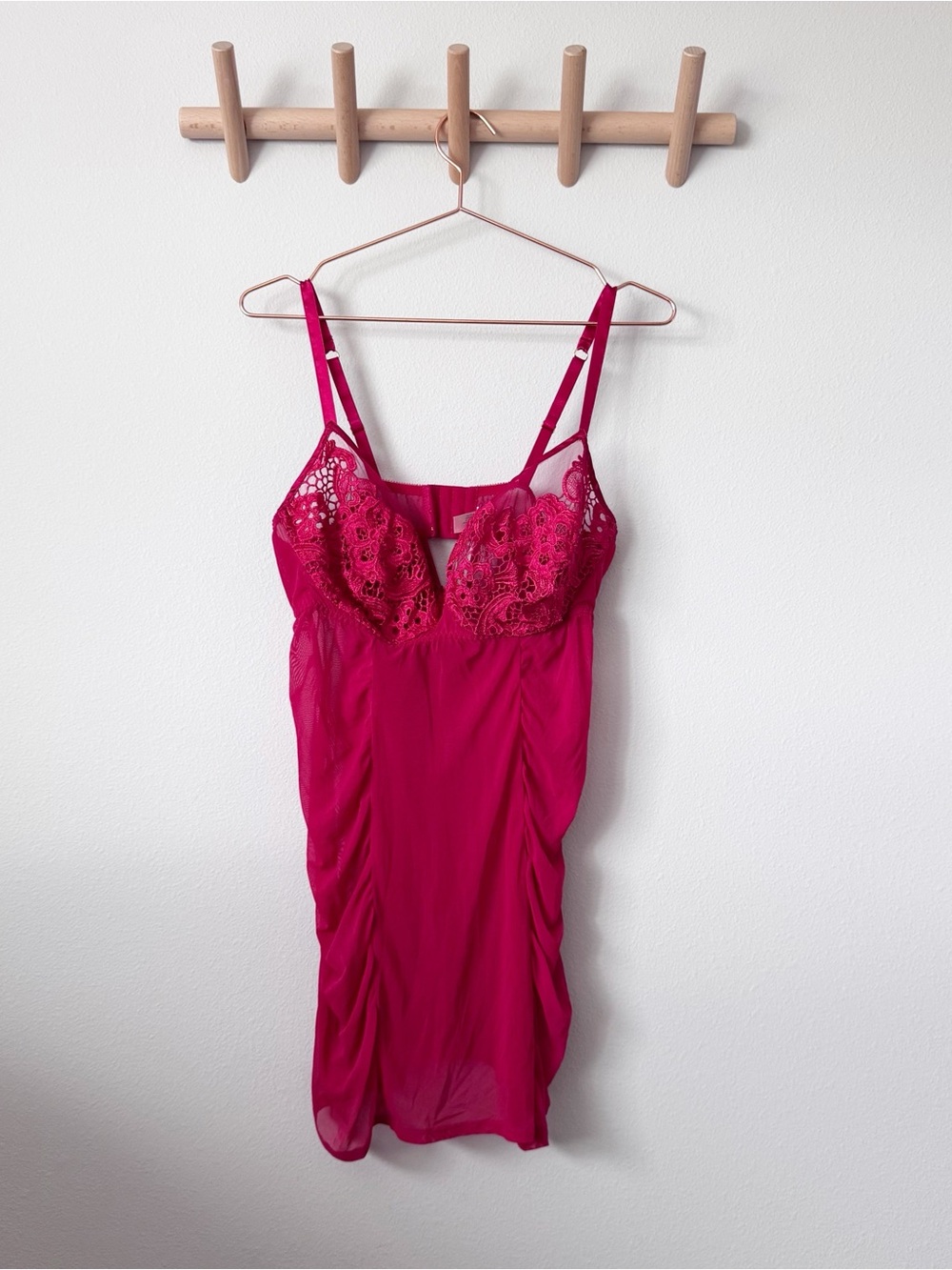 Cacique Lace-Trim Chemise in Red